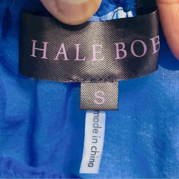 Hale Bob 100% Silk, Oversized Blue & Yellow Patterned Blouse, On/Off Shoulder S - Picture 8 of 11